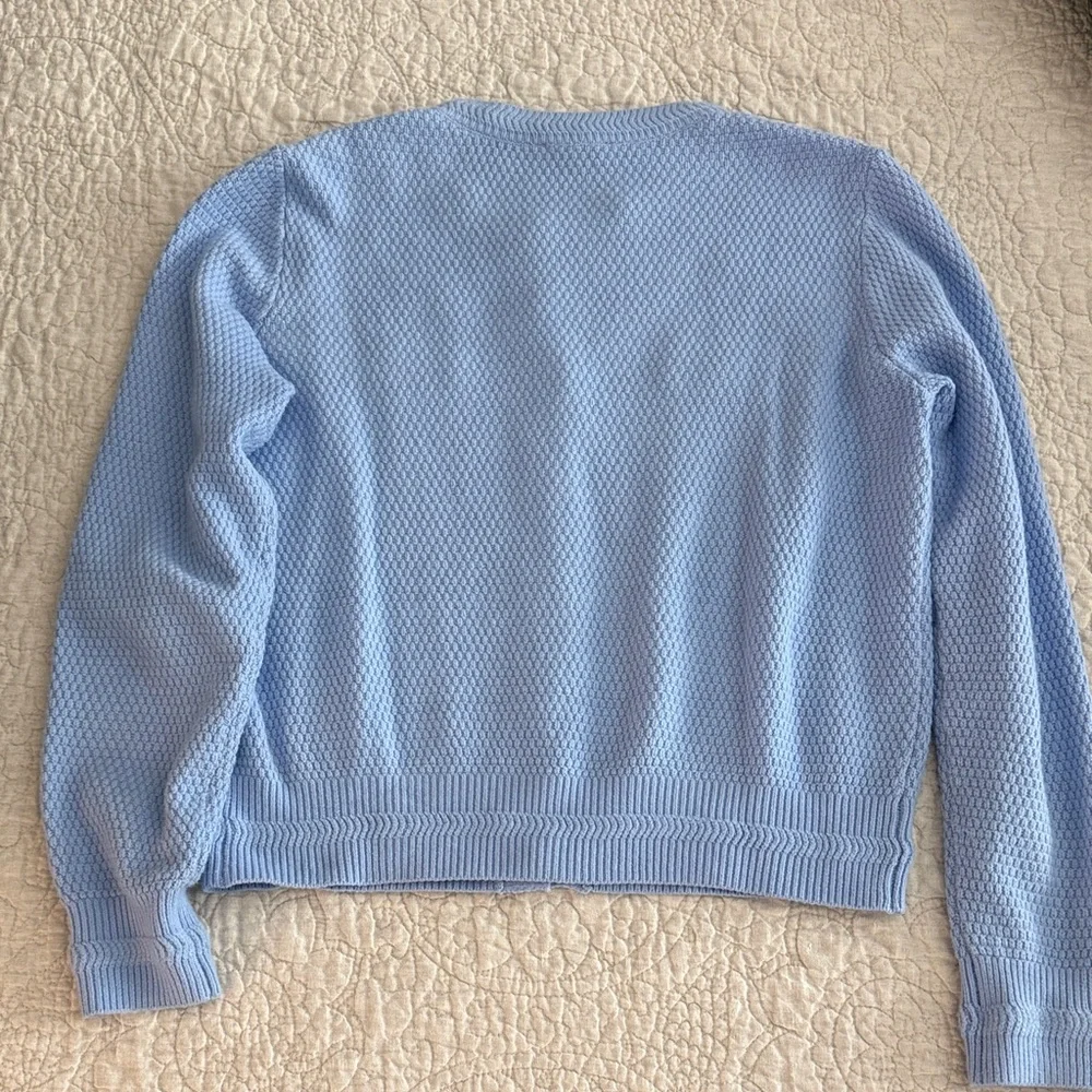 Ann Taylor Light Blue Textured Cardigan with Gold Buttons, Sz M, EUC - Picture 5 of 5
